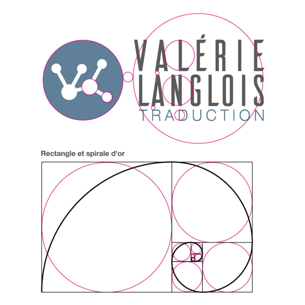 Logo Valérie Langlois Traduction développé avec les proportions du nombre d'or